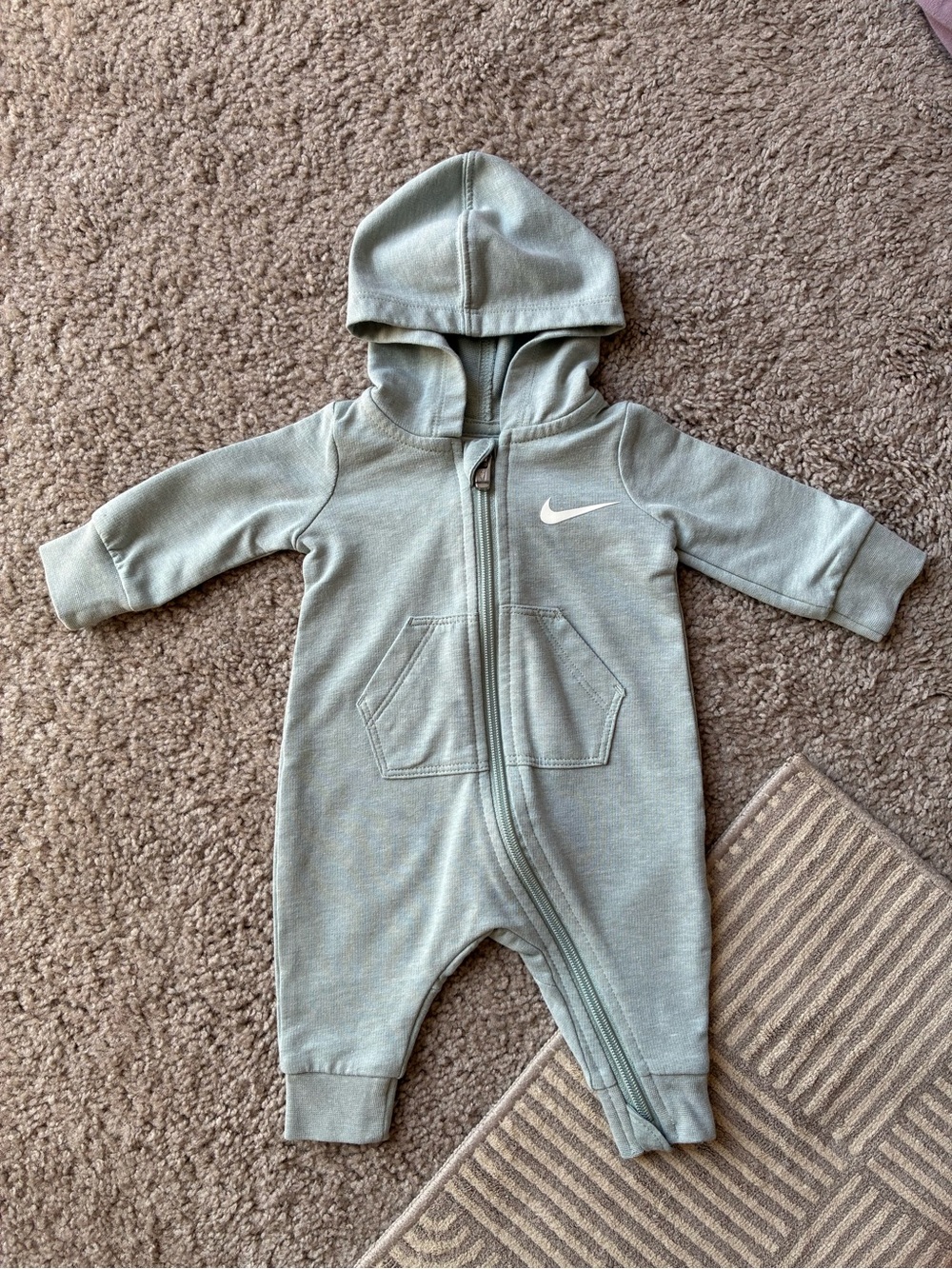 Nike Infant Hooded One-Piece in Sage Green
